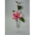 Crystal Stem Glass with Pink Magnolia Flower